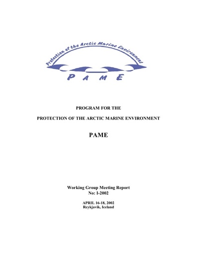 PAME I 2002 Meeting report