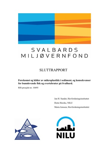 Sundet, J. H., D. Herzke and M. Jenssen (2016). Forekomst og kilder av mikroplastikk i sediment, og konsekvenser for bunnlevende fisk og evertebrater på Svalbard. Svalbards Miljøvernfond. Sluttrapport No. Norway: 13.
