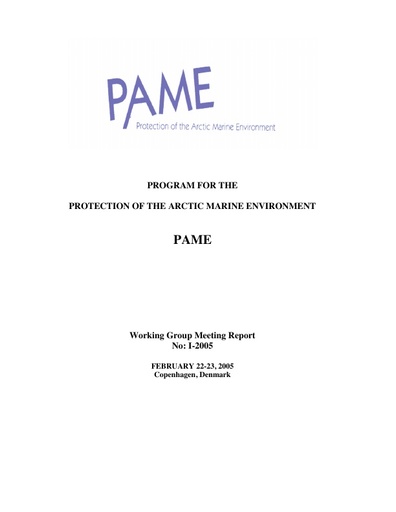 PAME I 2005 Meeting report