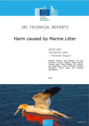 Werner, S., A. Budziak, J. A. van Franeker, F. Galgani, G. Hanke, T. Maes, M. Matiddi, P. Nilsson, L. Oosterbaan, E. Priestland, R. Thompson, J. Veiga and T. Vlachogianni (2016). Harm caused by Marine Litter. MSFD GES TG Marine Litter -Thematic Report No.