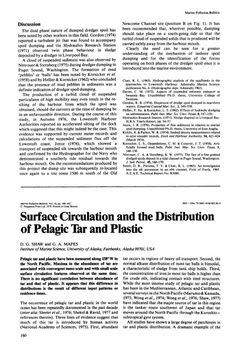 Shaw et al. (1979). Surface Circulation and the Distribution of Pelagic Tar and Plastic