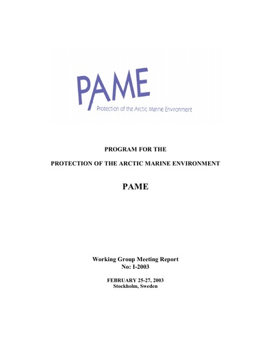 PAME I 2003 Meeting report
