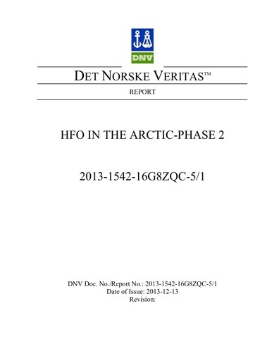 HFO in the Arctic Phase II